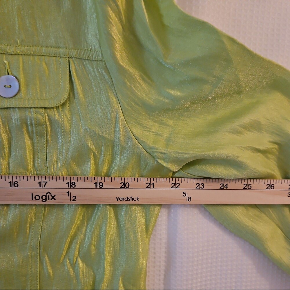 Ruby Rd. Women's 16 Green Jacket Button Front Pockets Contrast Stitching Short - Picture 3 of 5